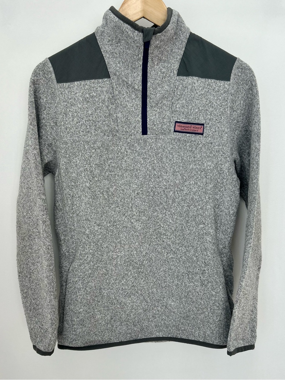 Vineyard Vines Youth L 16 Gray Quarter Zip Fleece Pullover 19x25